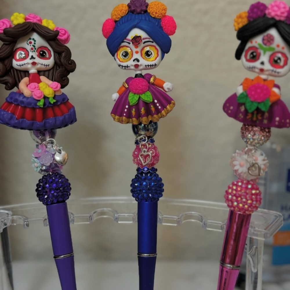 Beaded character pens